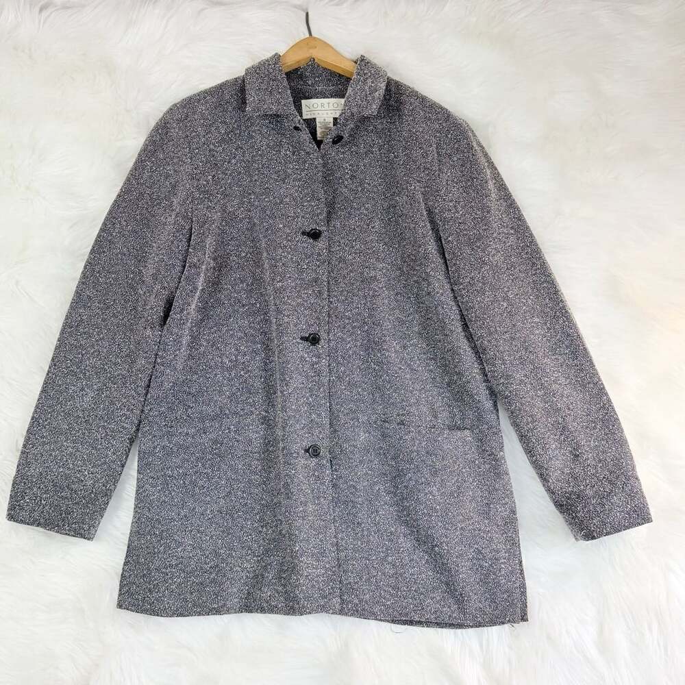 Vintage Norton McNaughton Coat Size 8 Grey Black Speckled Tweed Jacket